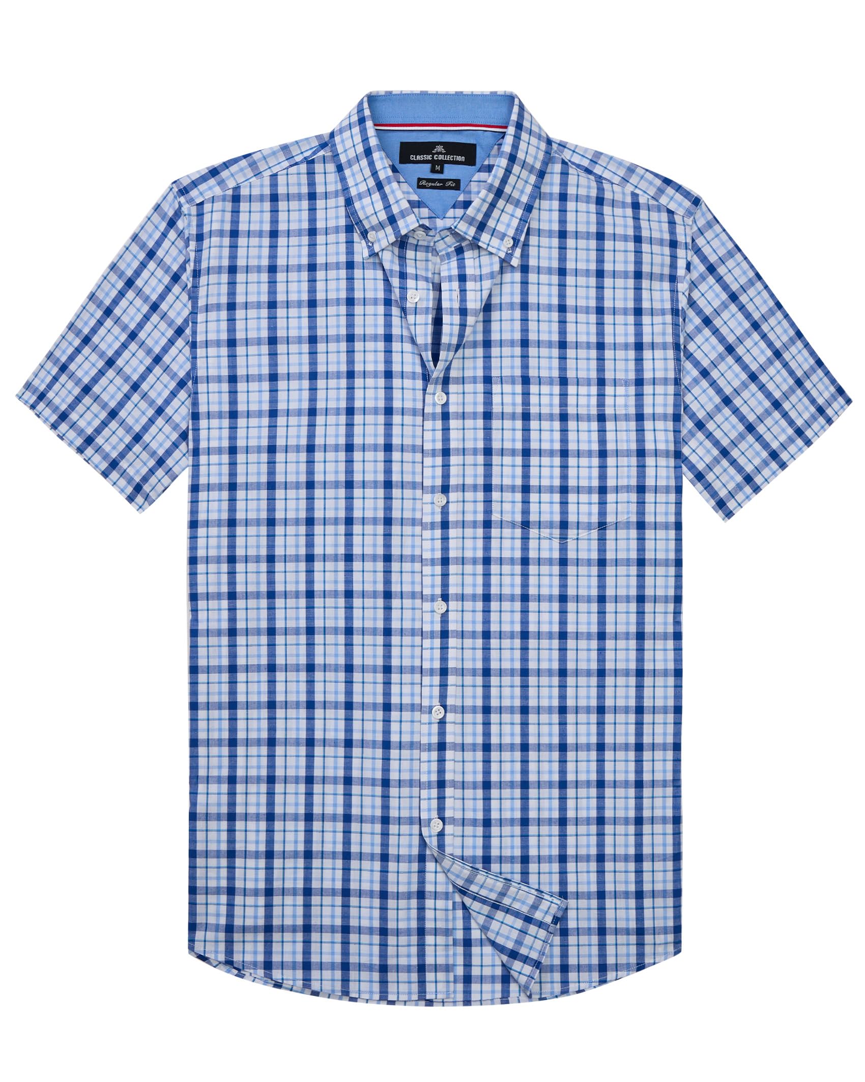 Alimens &amp; Gentle Plaid Mens Short Sleeve Button Down Shirts with Pocket