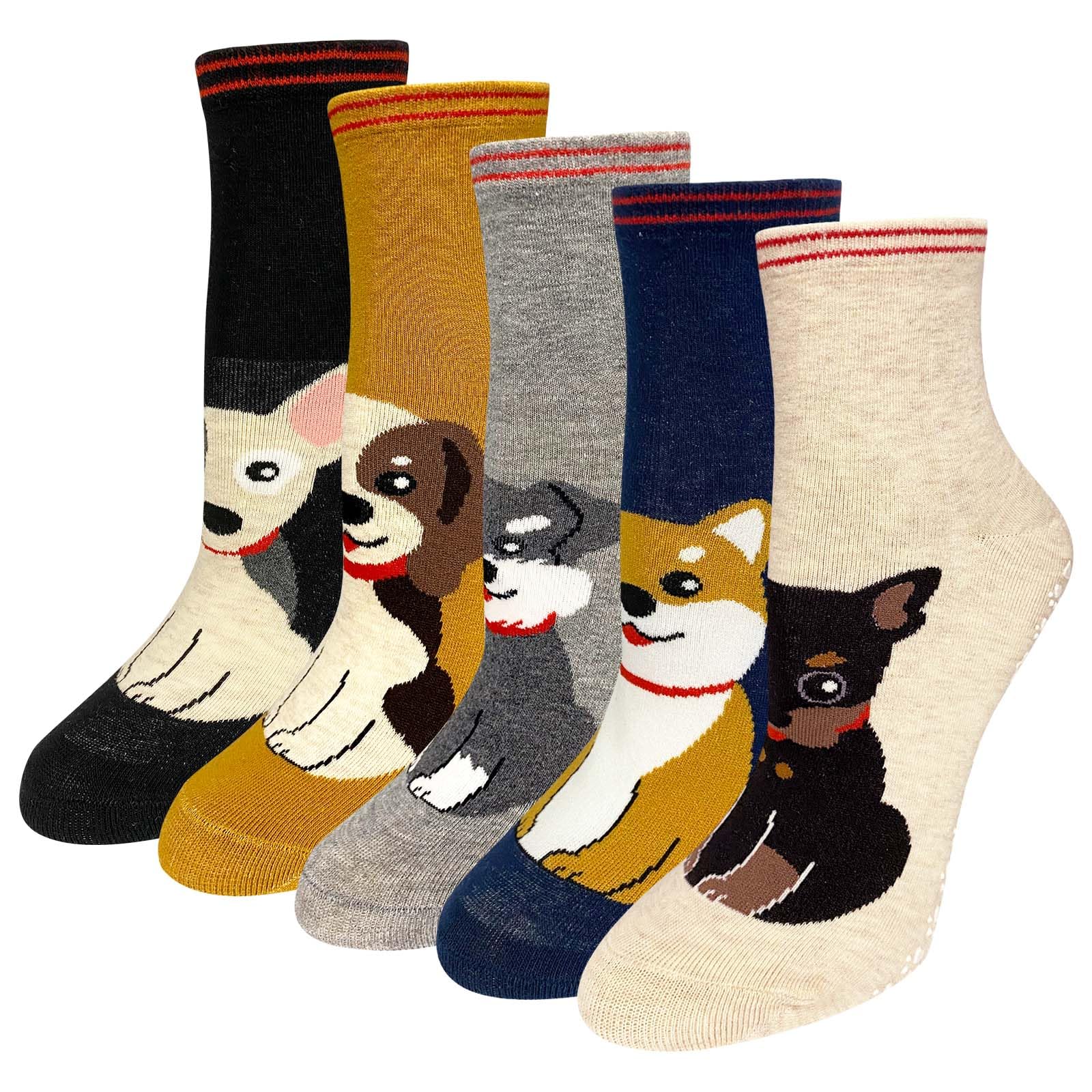Artfasion Non Slip Socks for Women Grip Socks Novelty Cat Non Skid Socks Ladies Funny Anti Slip Socks 5 Pairs