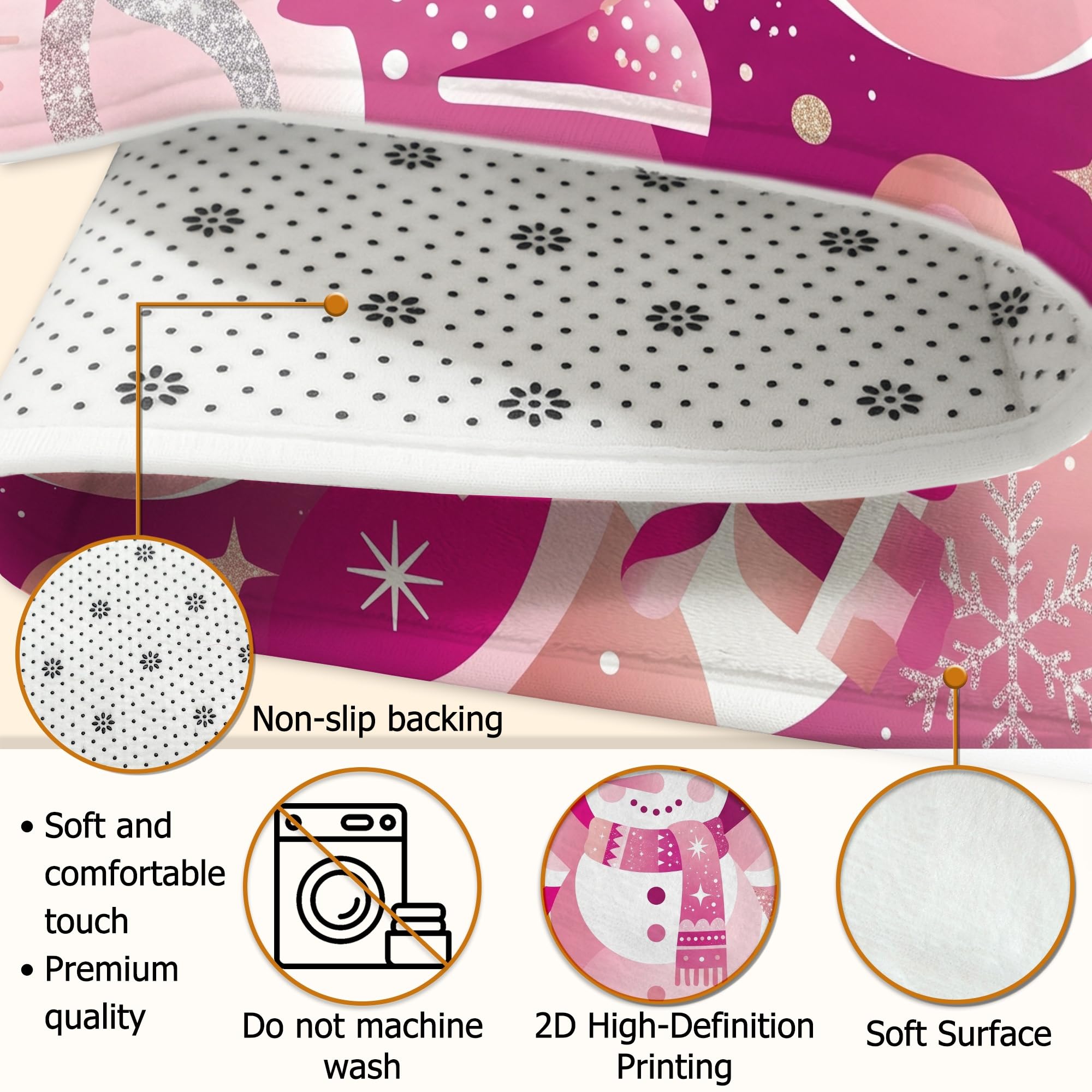 Peach Snow Man Christmas Decor Area Tappeto 5' X 7'