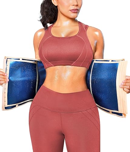 Junlan Entrenadores de cintura para mujer, traje de sauna para grasa del vientre, bandas para el sudor para el estómago