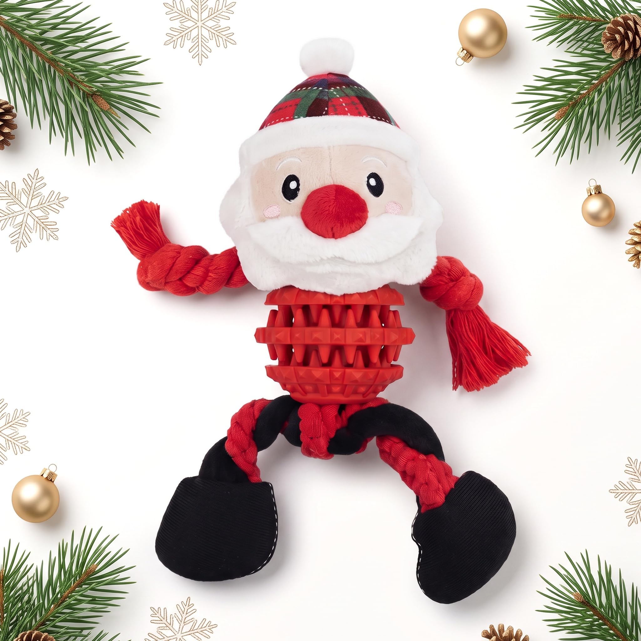 Christmas Dog Toy Squeaky Plush Interactive Chew Toy with Beef Flavor