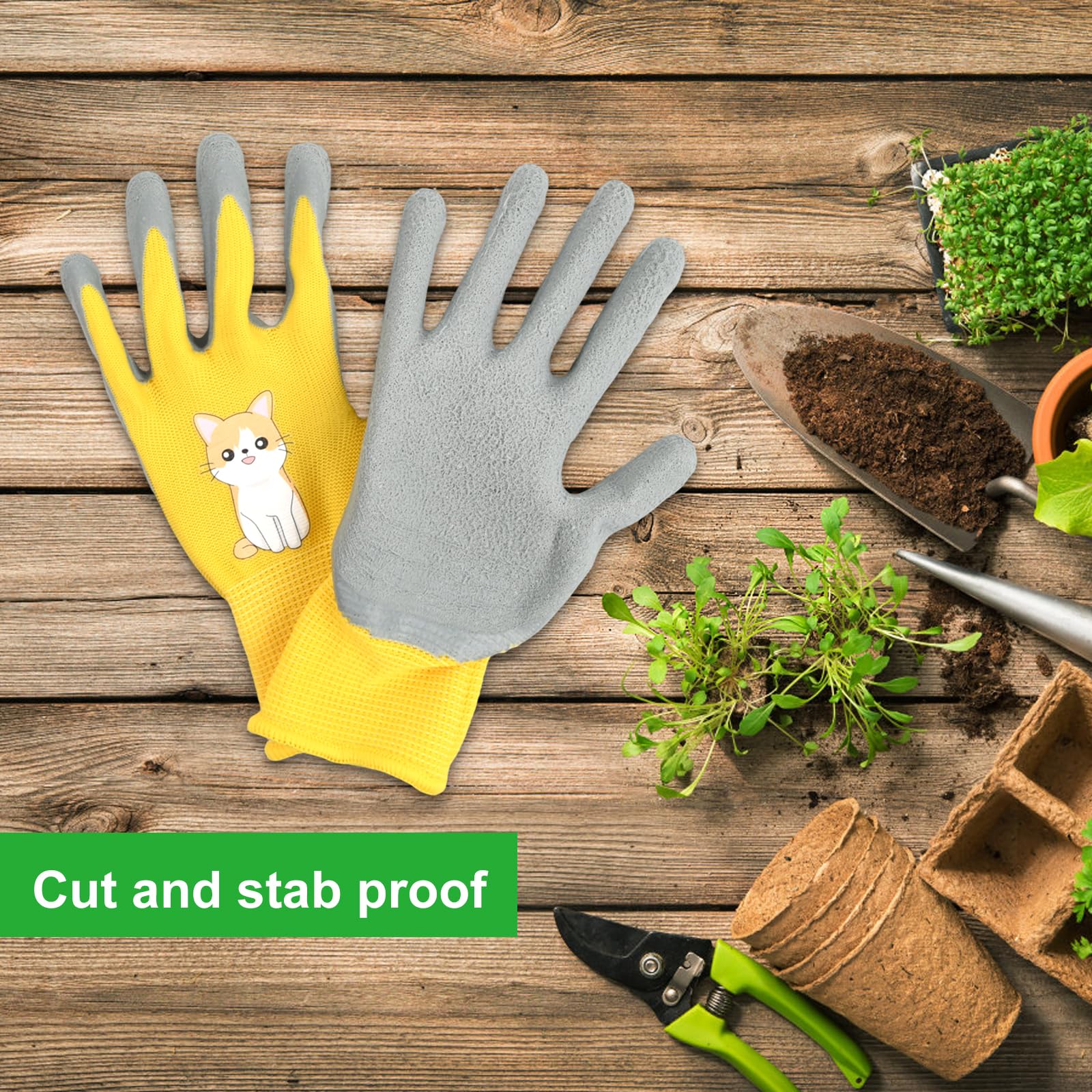 Guanti Da Giardinaggio Per Bambini - 3 Paia Antiscivolo 3-10 Anni | Guanti Lavoro Bambini - Foto 5