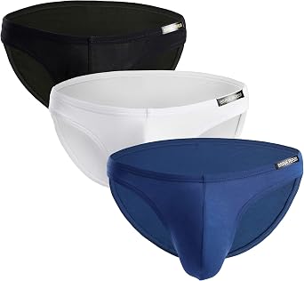Mens Bikini Briefs Sexy Low Rise Pouch Underwear Tagless Modal Underpants 3 Pack