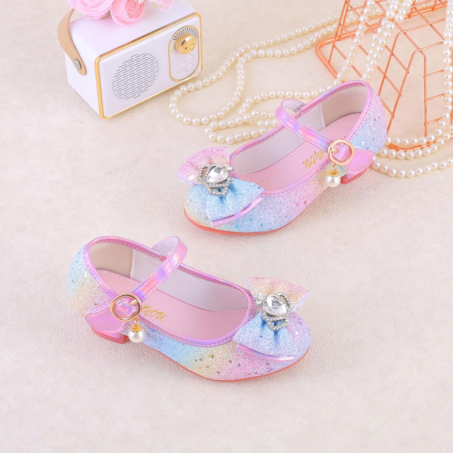 Girls Flats Sparkle Party Mary Jane Princess Dress Shoes - Image 5