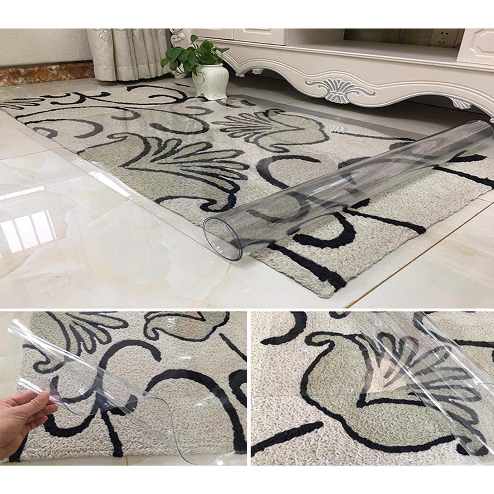 Transparente Stuhlmatte für harte Böden, transparenter PVC-Bodenschutz für Holz und Teppich, rechteckige Schreibtischunterlage (90 x 120 cm, 100 x 150 cm, 70 x 120 cm)