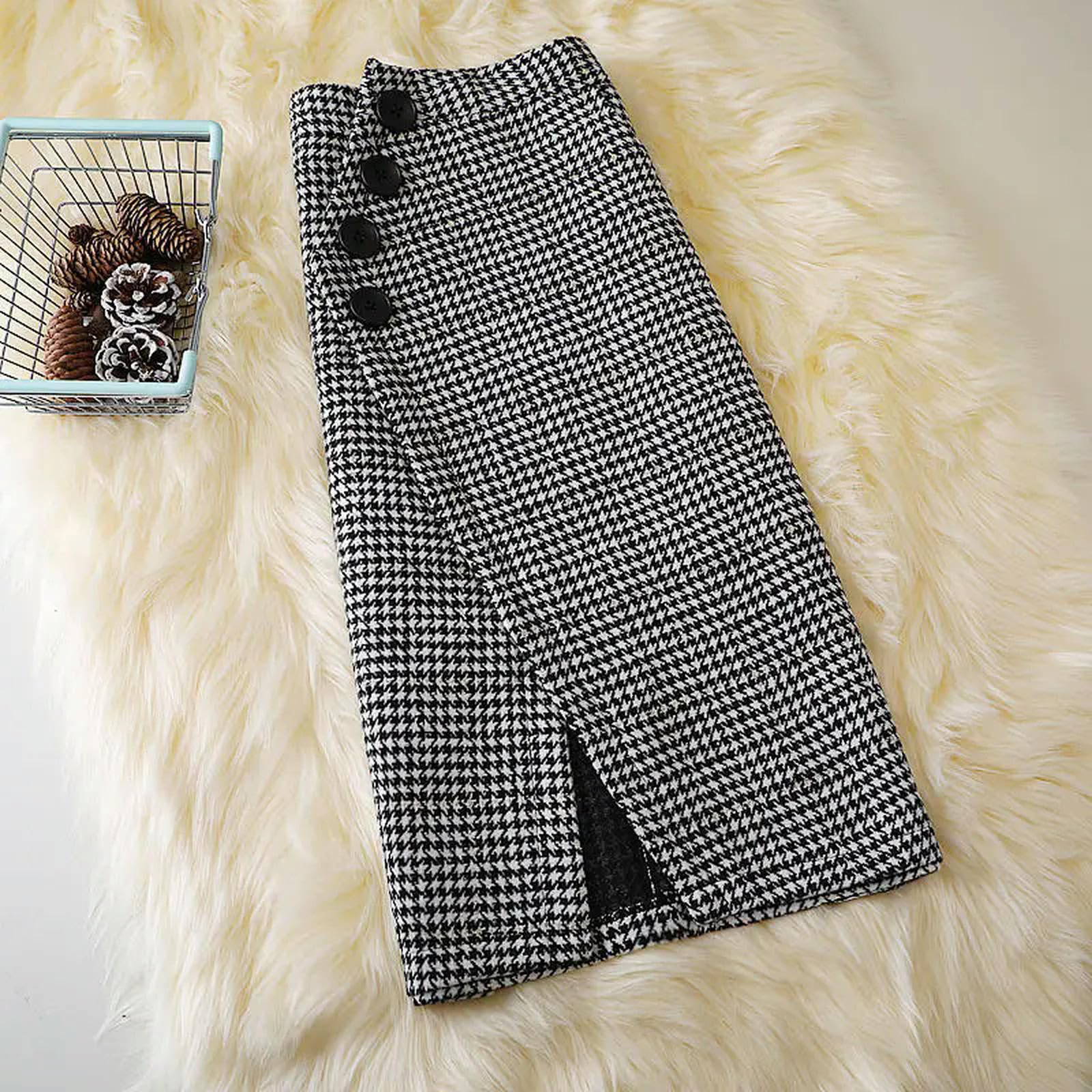 MdybF Czarna spódnica Design Midi Spódnica damska Jesień Zima Nieregularna Wysoka talia All-Match A- Line Hip Spódnica Femme