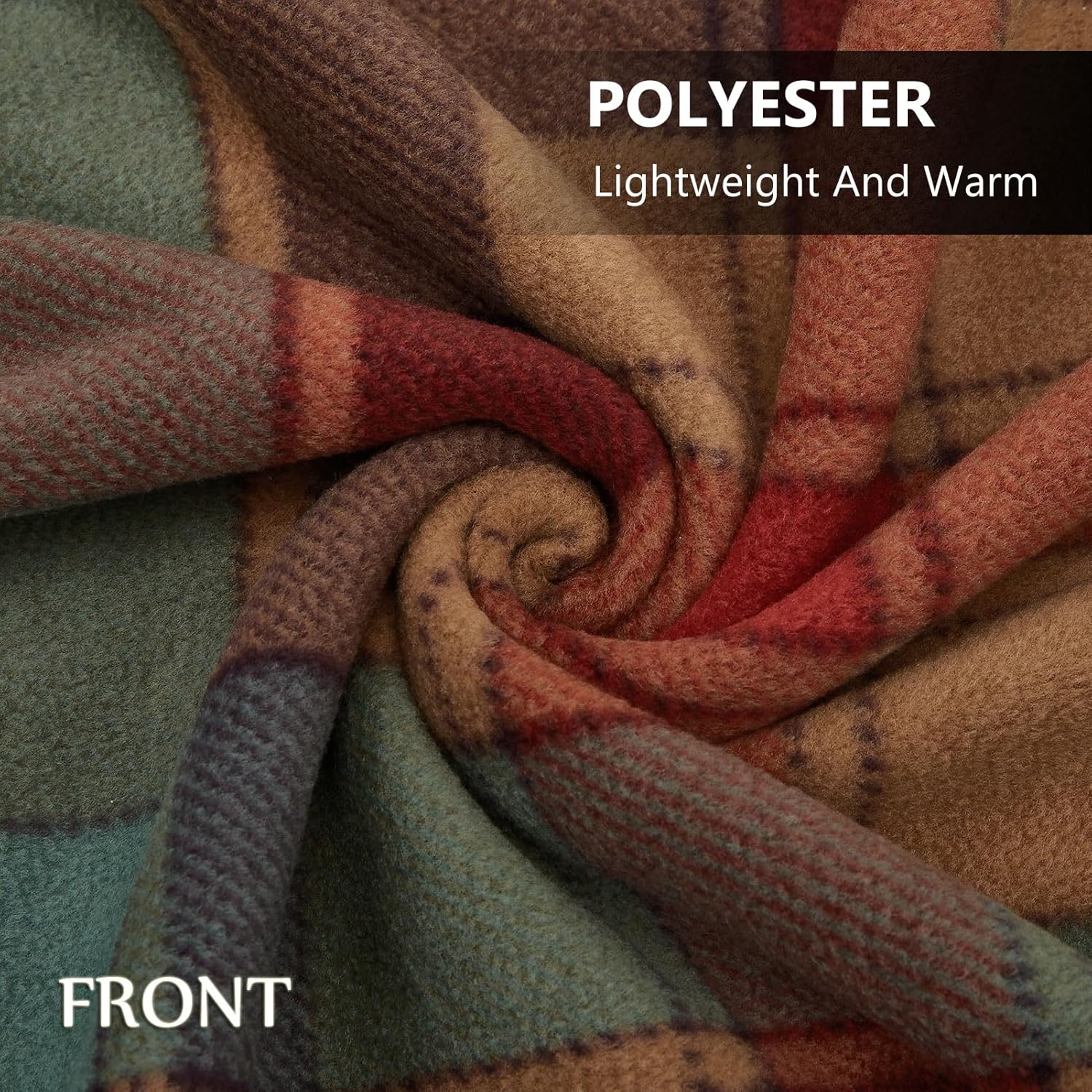 forestfish Fleece Wearable Blanket, Plaid Lap Blanket Comfy Poncho Throw with Buttons for Bed Sofa Office - Image 5