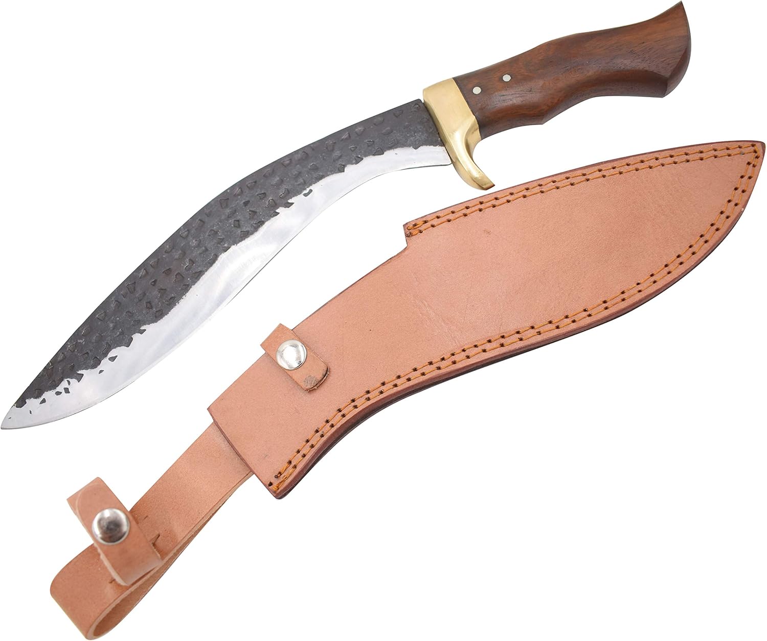 Wild Turkey Handmade 15.25'' Fixed Blade Kukri Hunting Knife w/Leather Sheath (Brown)