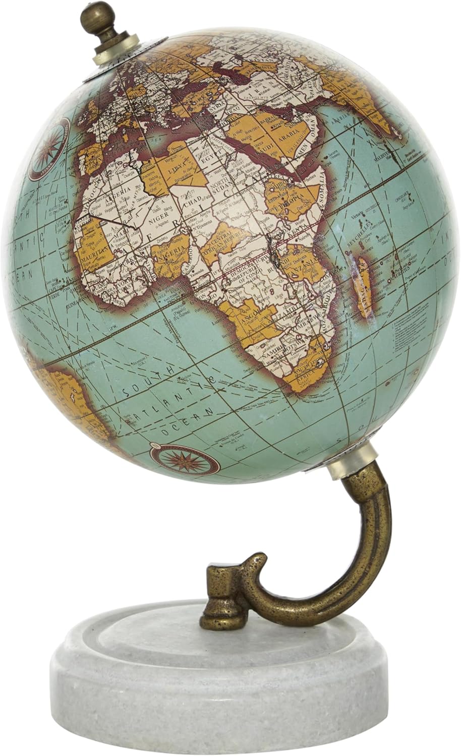Deco 79 Modern Plastic Globe with Marble Base, 5" x 5" x 8", Black