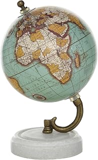 Deco 79 Marble World Map Globe, Globe 5" x 5" x 8", Teal