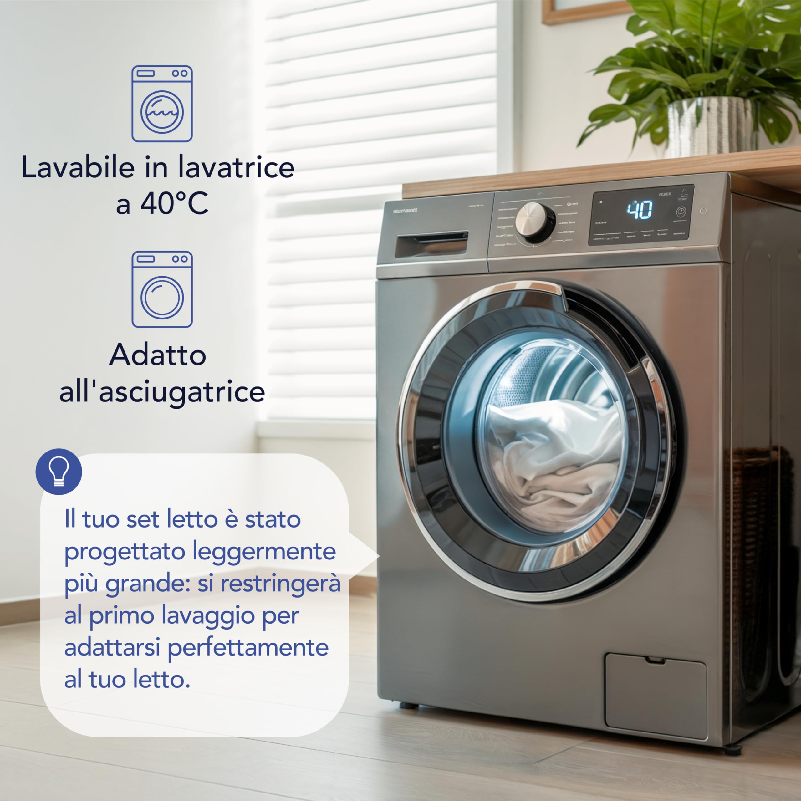 Dreamzie Copripiumino Matrimoniale 220x240 in Cotone Percalle – Blu Scuro – Copripiumino 220x240 + 2 Federe 80x80 cm – Certificato Oeko-Tex – 3 Pezzi
