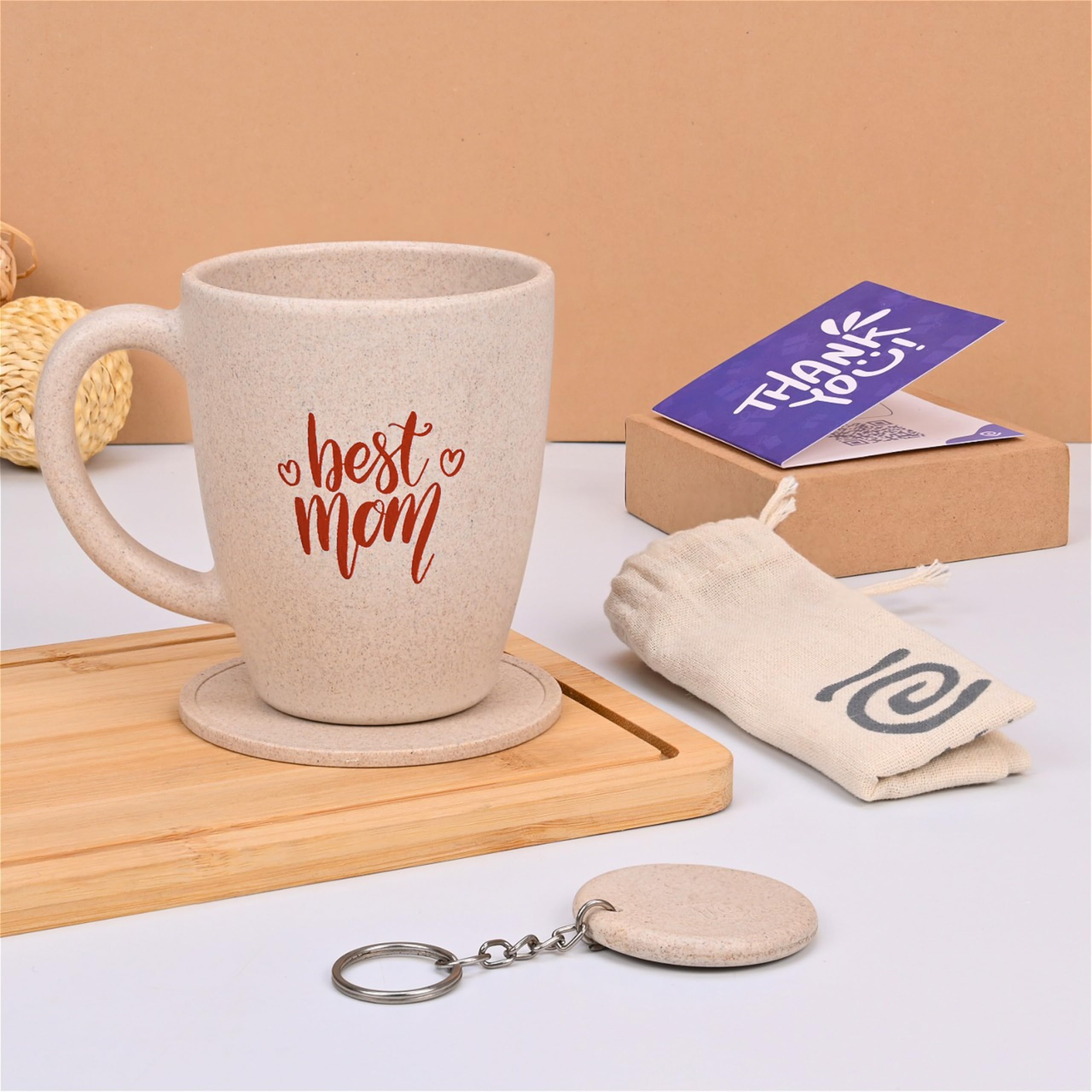 Earth-Friendly Best Mom Coffee Mug | Gift for Birthday and Women's Day | Set of 1 | 300 ml | Made with Rice Husk | Sand Castle