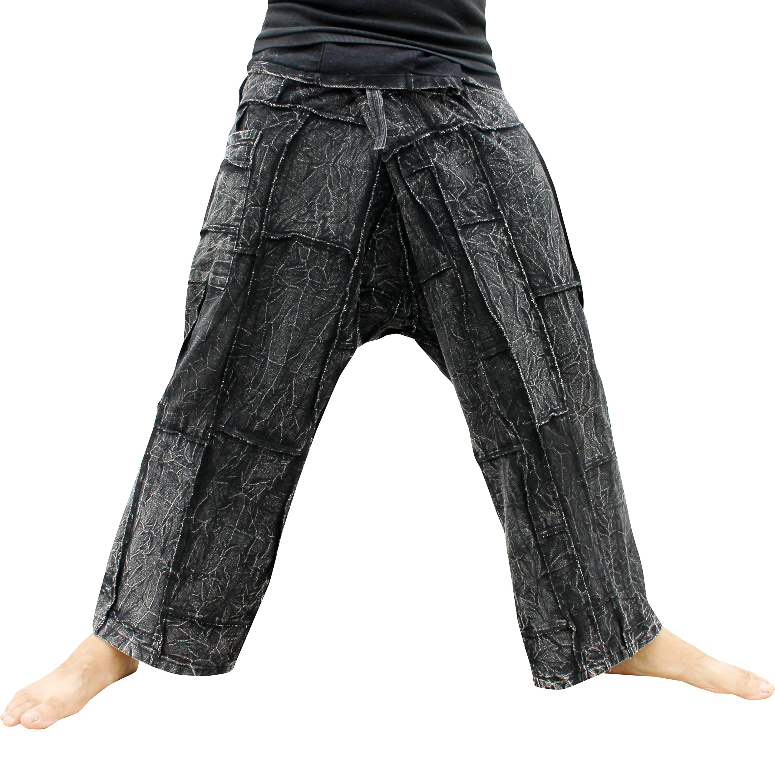 RaanPahMuangPlain Thick Muang Cotton Fisherman Wrap Tall Pants Plus