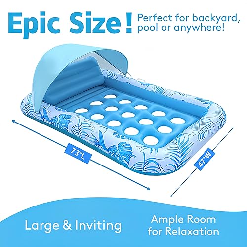 Miniatura 8 de Flotadores de piscina para adultos Flotador inflable de piscina con toldo, flotadores de piscina para adultos resistentes, flotadores de agua de