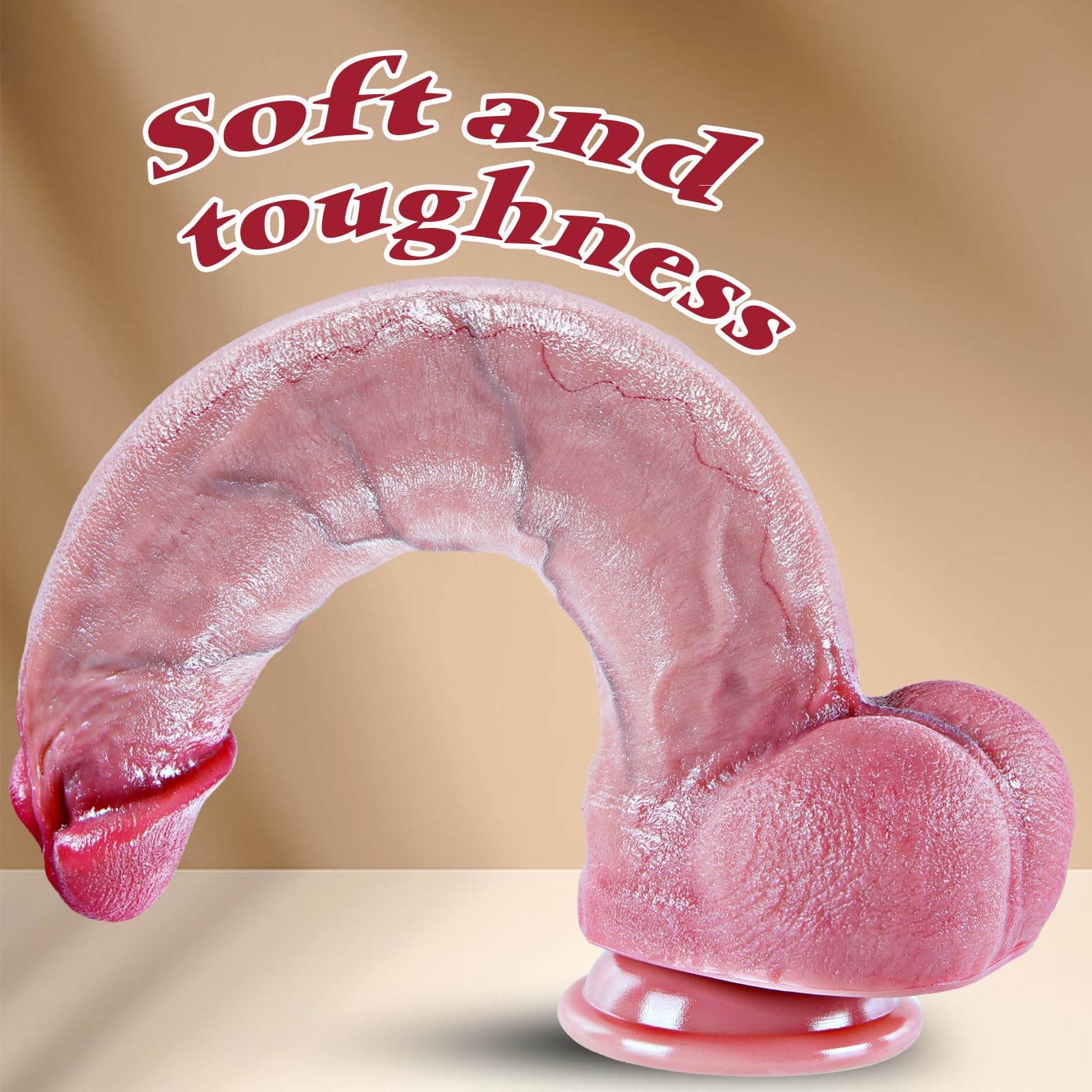 Consolador gigante realista de 6,2 cm de diámetro y 31 cm de largo con ventosa grande. Pene curvo extra ancho XXXL. Sensación realista. Ideal para hombres y mujeres con experiencia