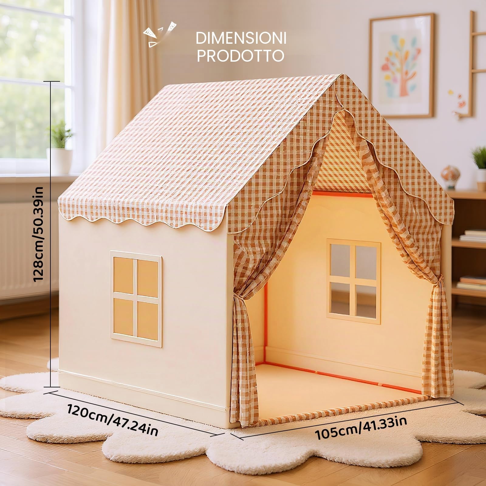 Tenda Gioco per Bambini, Tenda per Tutto per l'Interno e l'Esterno - Grande Casa dei Giocattoli per le Feste di Compleanno per Ragazzi e Ragazze, Tenda Castello da Principessa per