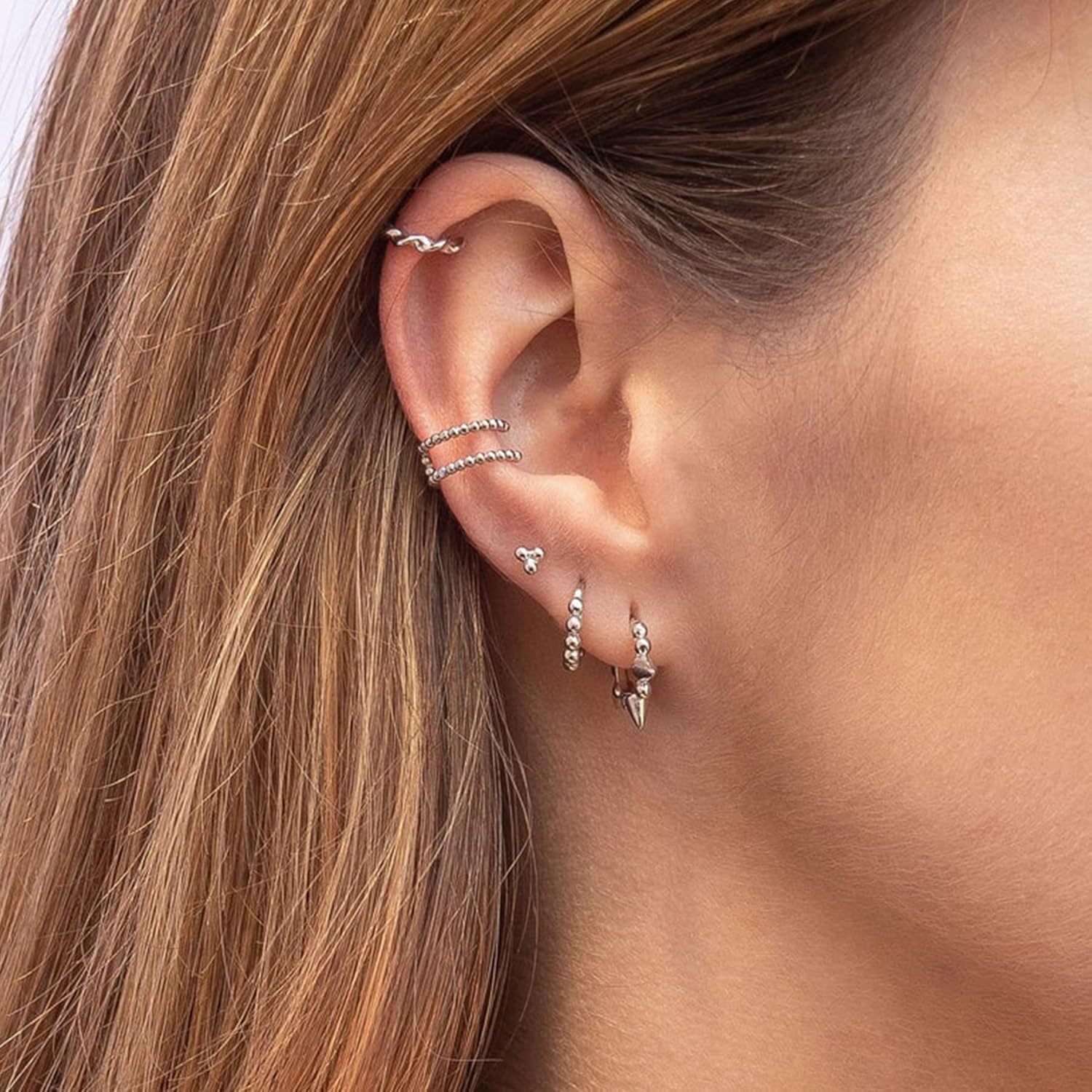 Silver Hoop Earrings- Cartilage Endless Small Hoop Earrings Set for Women Men, 3 Pairs of Hypoallergenic 925 Sterling Silver Post Tragus Earrings (8/10/12mm) - Image 2