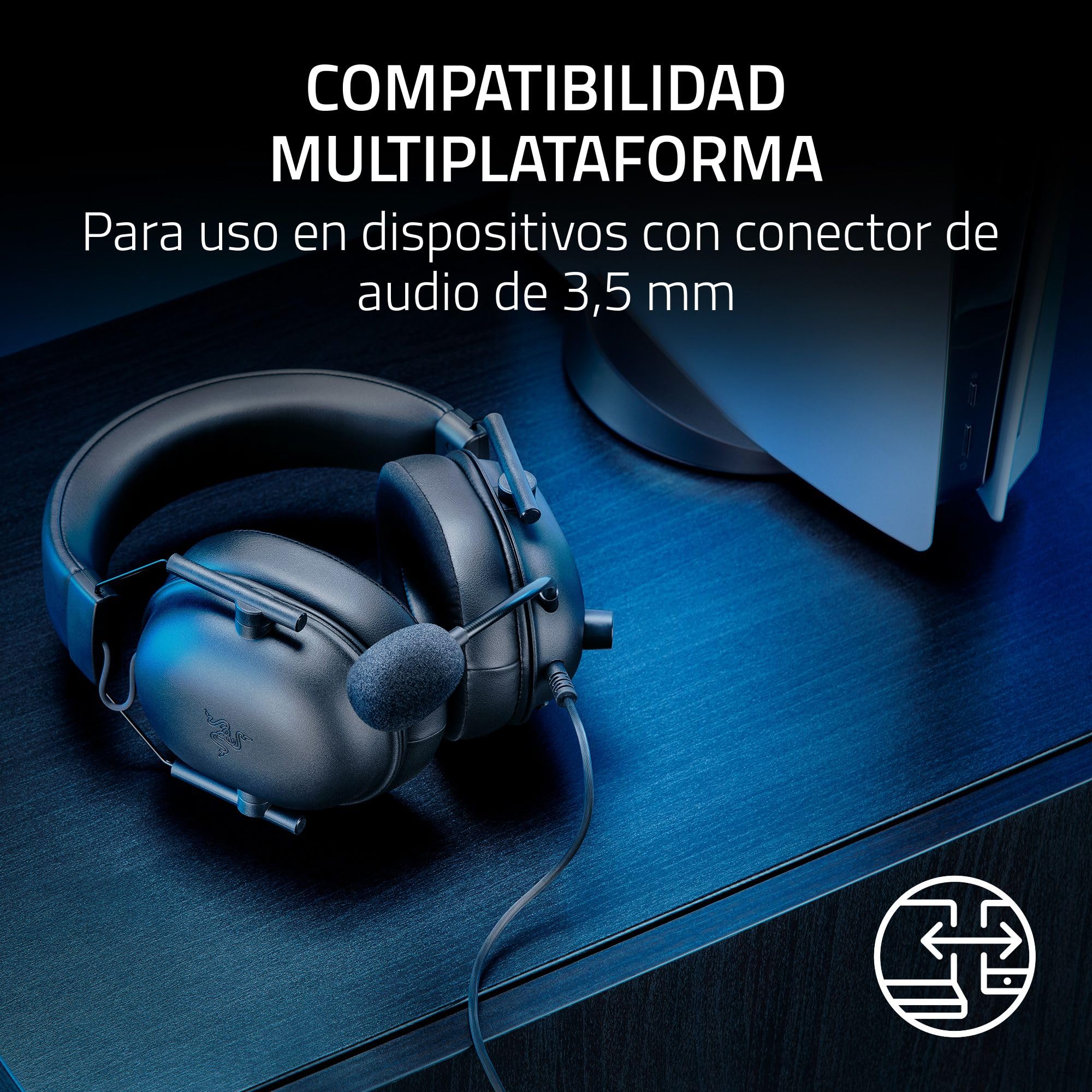 Razer Blackshark V2 X (PlayStation) - Auriculares con Cable para Consola PlayStation (PS5) (240g, Micrófono cardioide, Diafragmas de 50mm, Cancelación pasiva del Ruido, Conector de 3,5 mm, PC) Negro