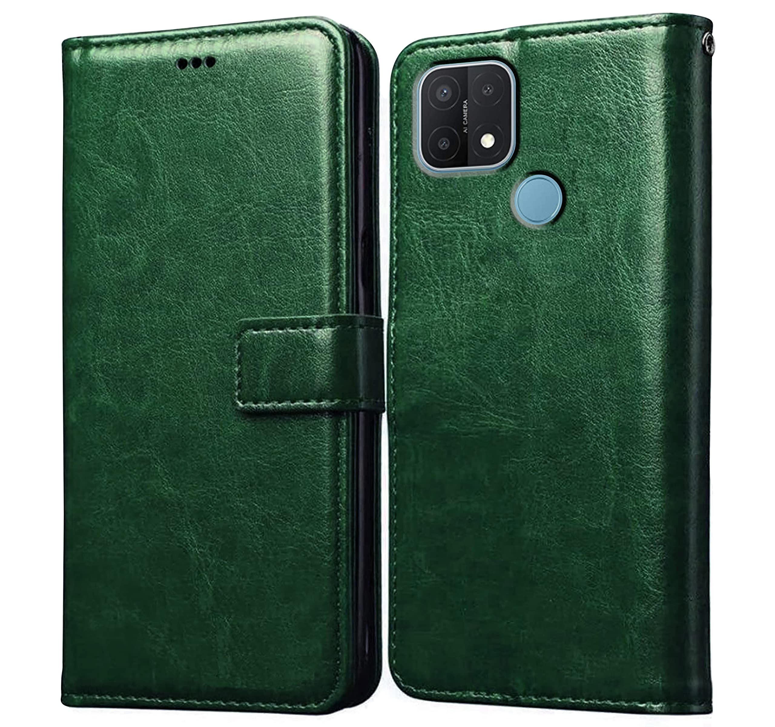Amazon Brand- Solimo Flip for Oppo A15s (Leather_Green) (B0BHV2ZXV3) Amazon Price History, Amazon Price Tracker