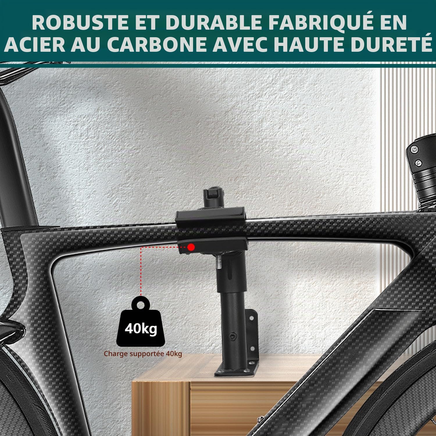 Support de Réparation Vélo 2 en 1 - Porte-Vélo Mural et d'Atelier en Acier Carbone Réglable, Structure Stable et Légère pour VTT et Vélos de Course, Capacité 40kg