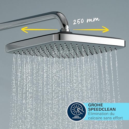 GROHE Vitalio Comfort 250 Colonna Doccia con Termostatico (soffione quadrato 25 cm, doccetta 2 getti, termostatico, risparmio idrico), Cromo, 26984001 - 4