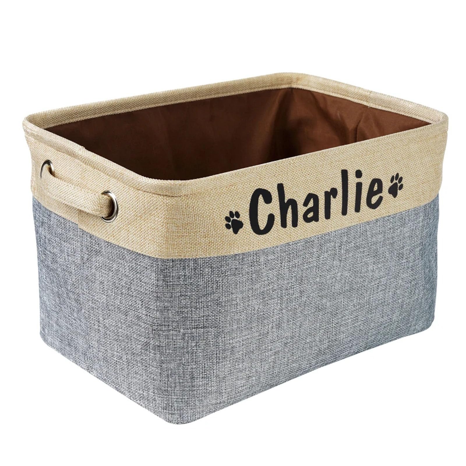 Zxh C Personalized Dog Toy Basket,Dog Toy Box,Ustom Name Dog Toy Storage Bin,Dog Storage Anvas Bag Foldable Pet Toys Linen Storage Box Bins Dog Accessories Pet Supplies Gift (C)