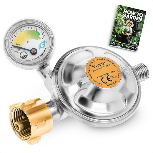 BFG Gasdruckregler mit Manometer für Gasflaschen, 50mbar, 1,5kg/h