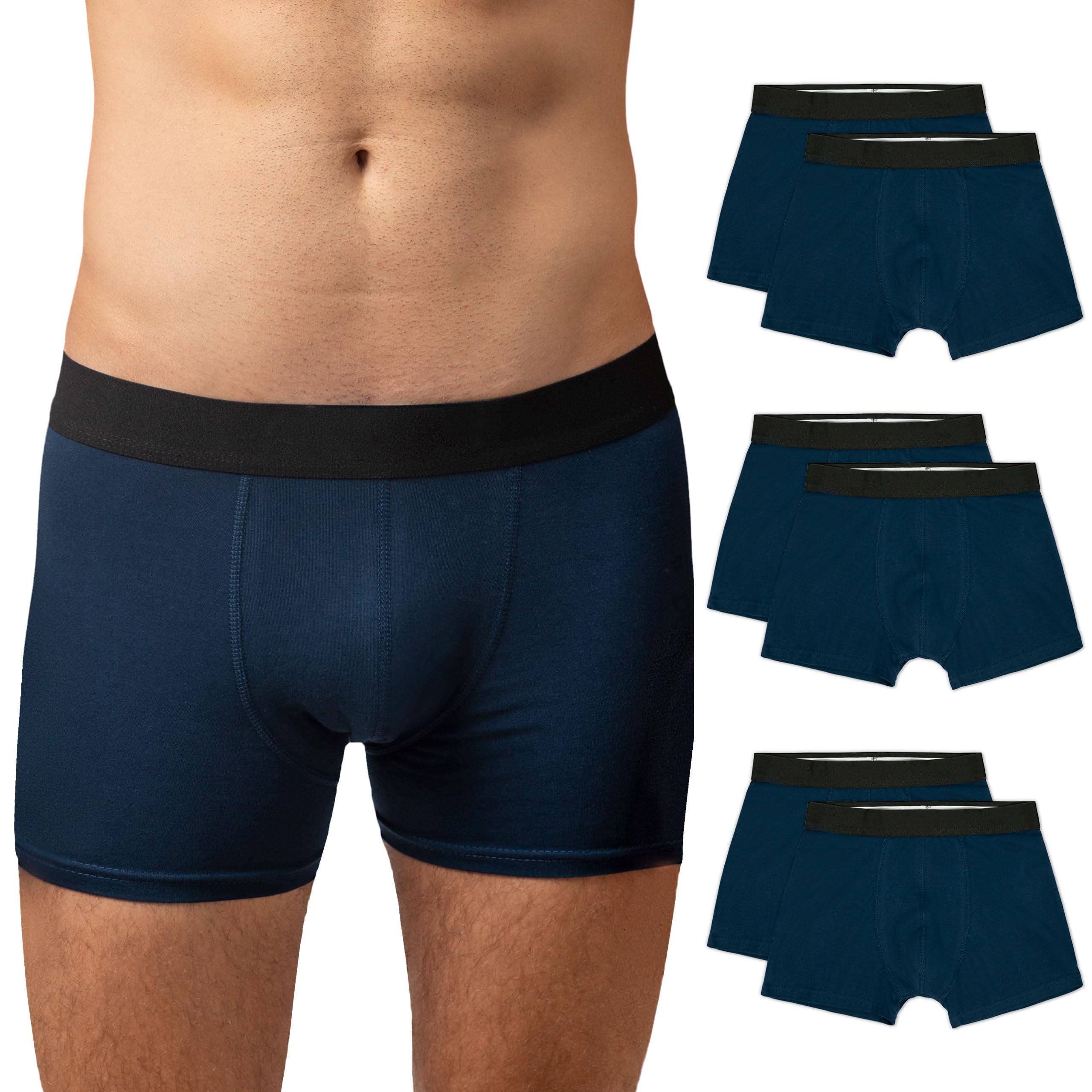 Snocks Caleçon Homme Coton Bio - Lot de 6 Boxers sans Logo ni Étiquette | Confort Toute la Journée - Garantie Anti-Trou 6 Mois - Taille S à 4XL