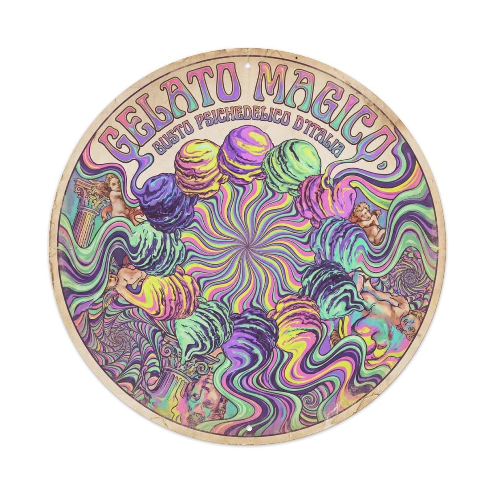 Retro Gelato Ice Cream Psychedelic Dessert Metal Tin Sign