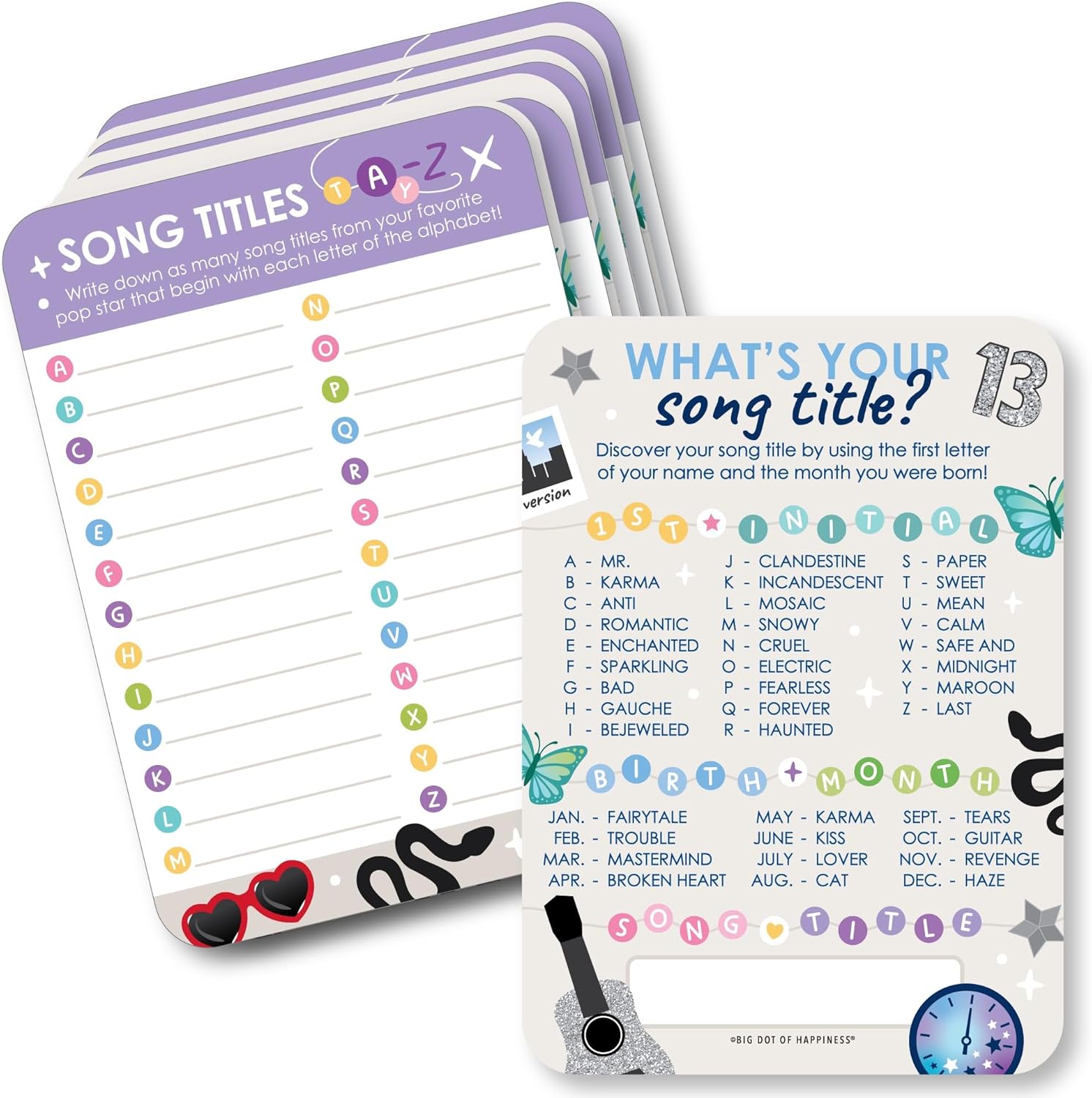 Big Dot of Happiness in My Party Era - 2-in-1 Celebrity Concert Party Cards - Activity Duo Games - Set of 20