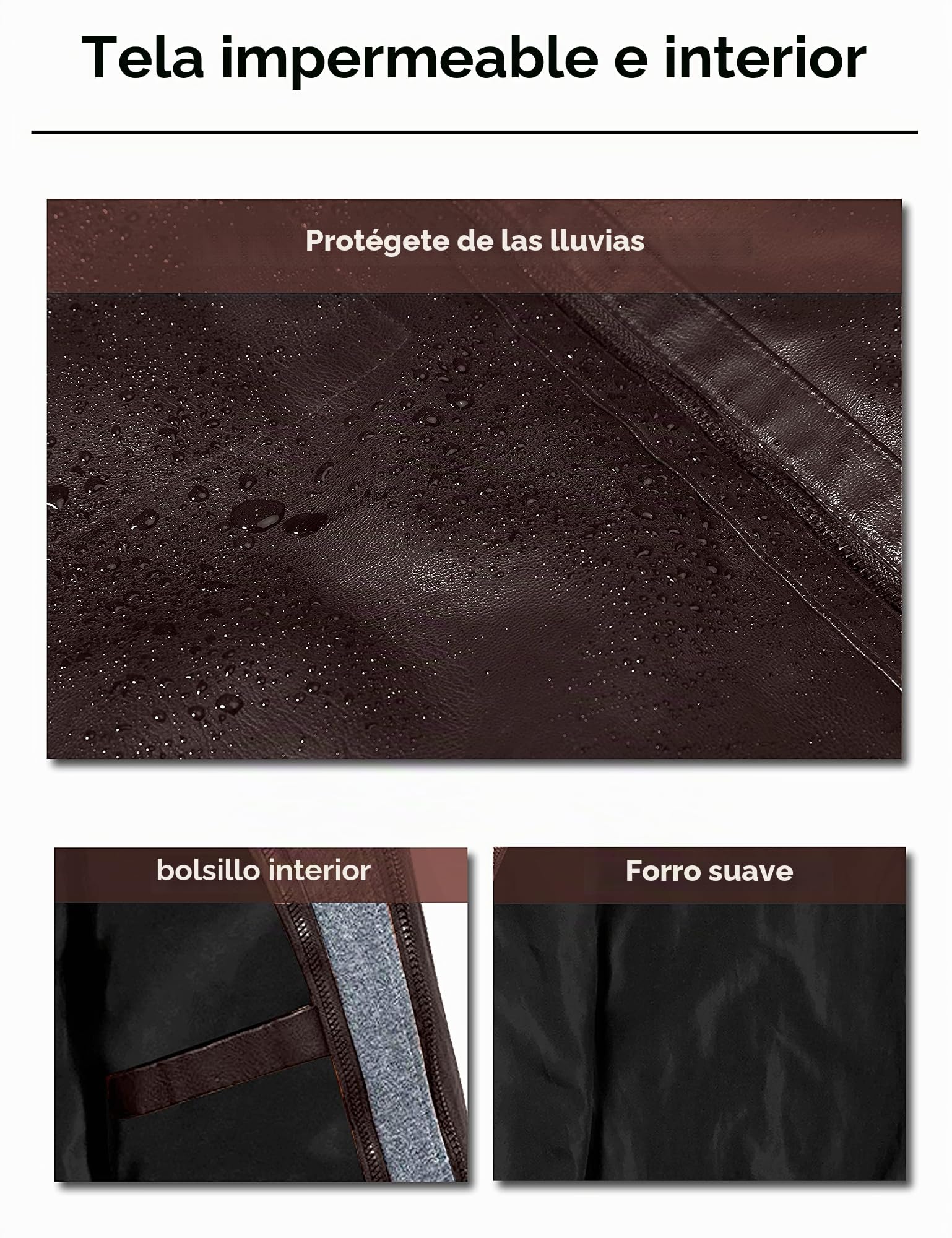 Wantdo Chaqueta de Piel Sintética para Hombre Abrigo Cálido Antiviento Chaqueta de PU Múltiples Bolsillos Retro para Motocicleta Chaqueta de Textura Mate Capucha Desmontable Hombre