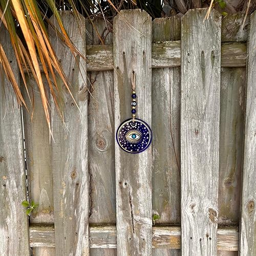 Miniatura 7 de Macroria Decoración dorada hecha a mano con diseño de ojo turco para el hogar, protección, dije de buena suerte, adornos grandes para colgar en la