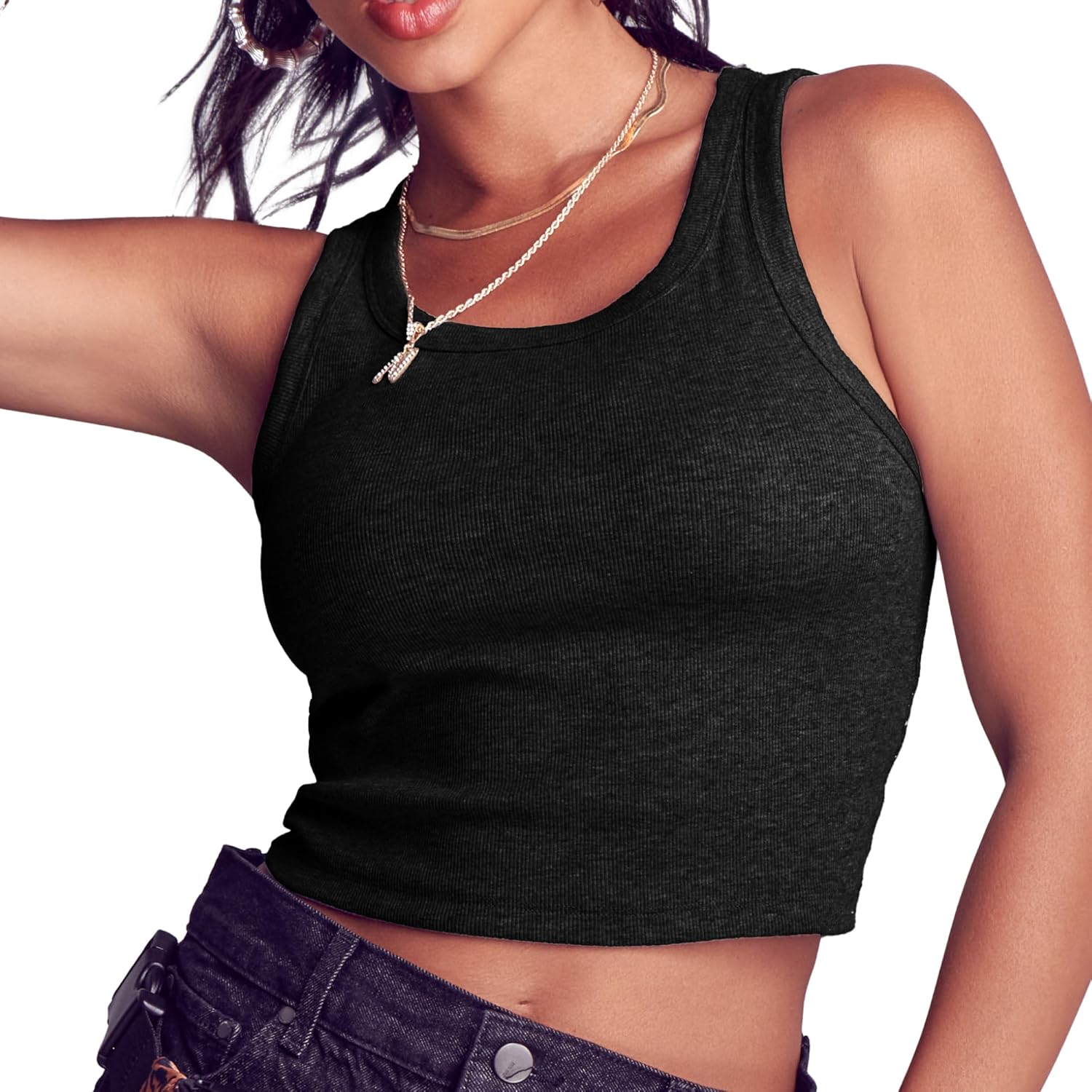 ARRIA Ribbed Crop Tank Top for Women – Soft Slim Fit Scoop Neck Sleeveless Shirt, Stretchy Fitted Basic Cute Summer Tops 2025