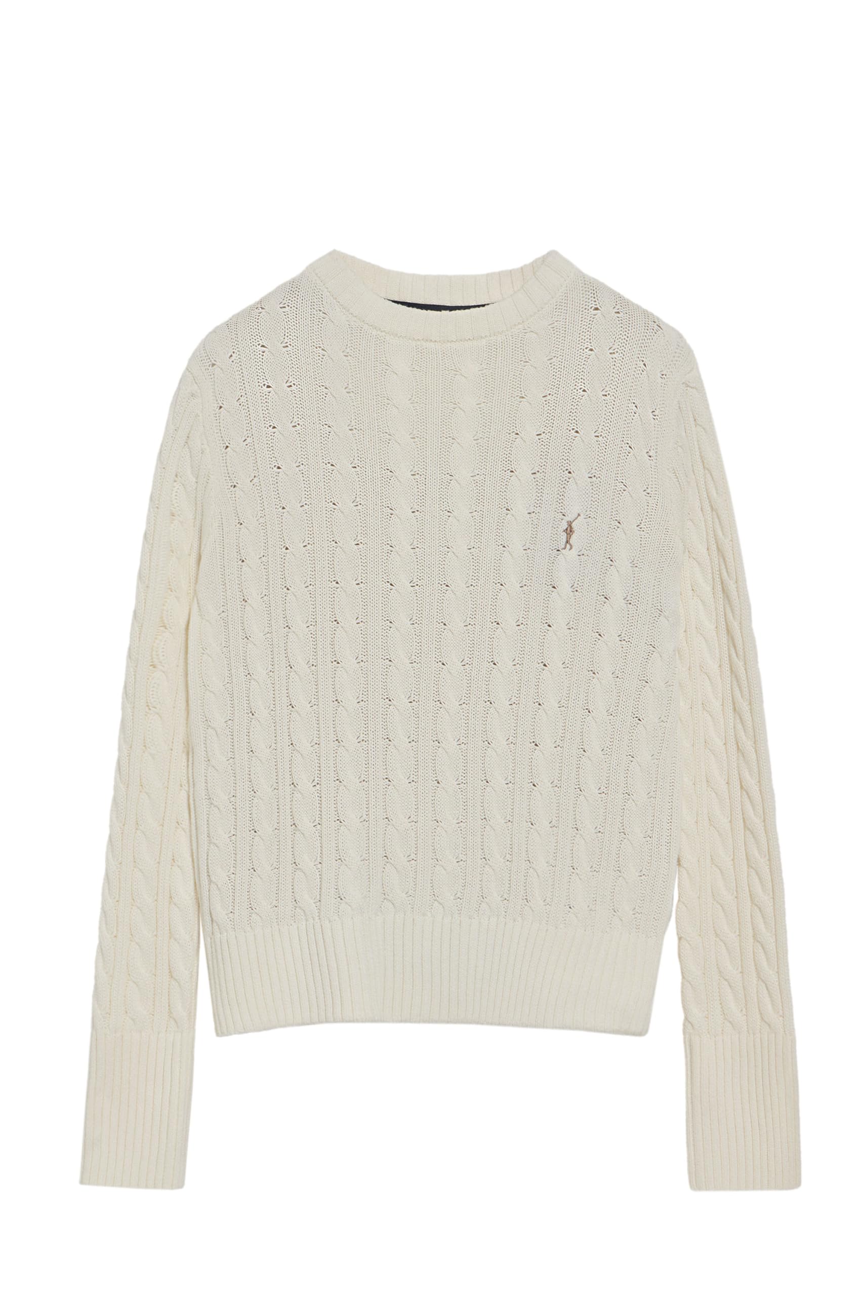 Polo Club Maglione per Donna Stile Treccia con Scollo Tondo e Ricamo 100% Cotone