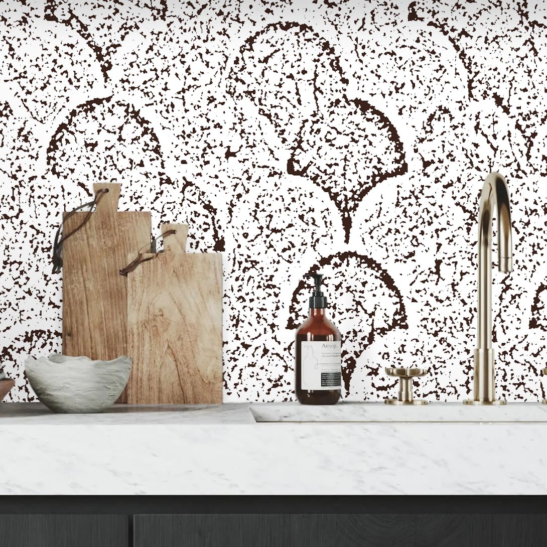 Photo 1 of (READ FULL POST) Black and White Wallpaper Peel and Stick Wallpaper Boho Black Contact Paper for Walls Cabinets Self Adhesive Removable Wallpaper for Bathroom Dot Wallpaper Geometric Wallpaper for Kitchen 17.3” x78.7” 17.3"×78.7" White and black