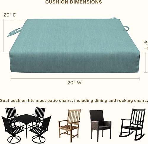 Miniatura 6 de Honeycomb Cojín para asiento de comedor azul costero sólido texturizado para interiores y exteriores relleno de fibra reciclada, resistente a la