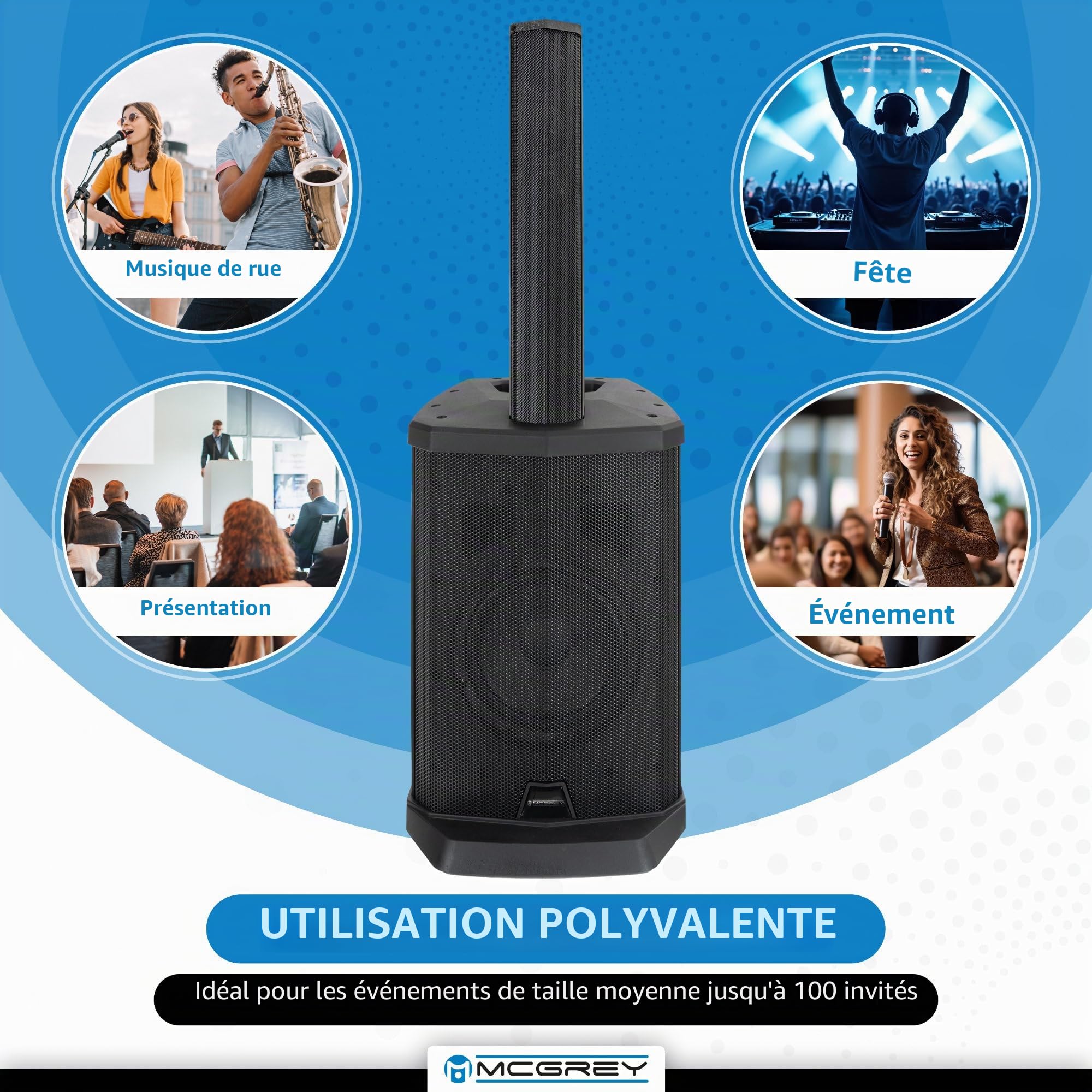 McGrey Enceinte en colonnes Actives Line Array Set stéréo E-208LA