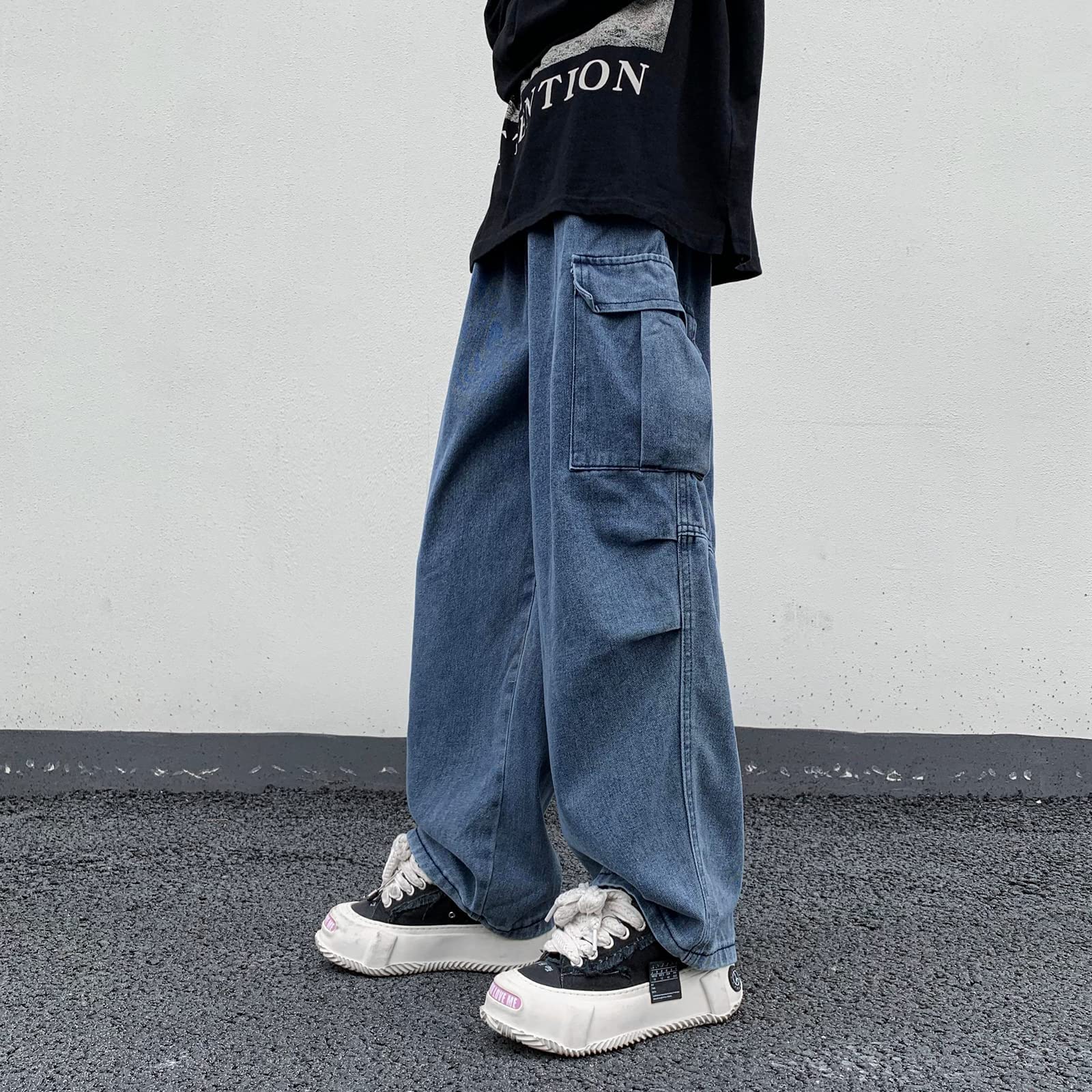 Jeans für Damen Baggy Cargo Hose Herren Y2K Fallschirmhose mit Taschen