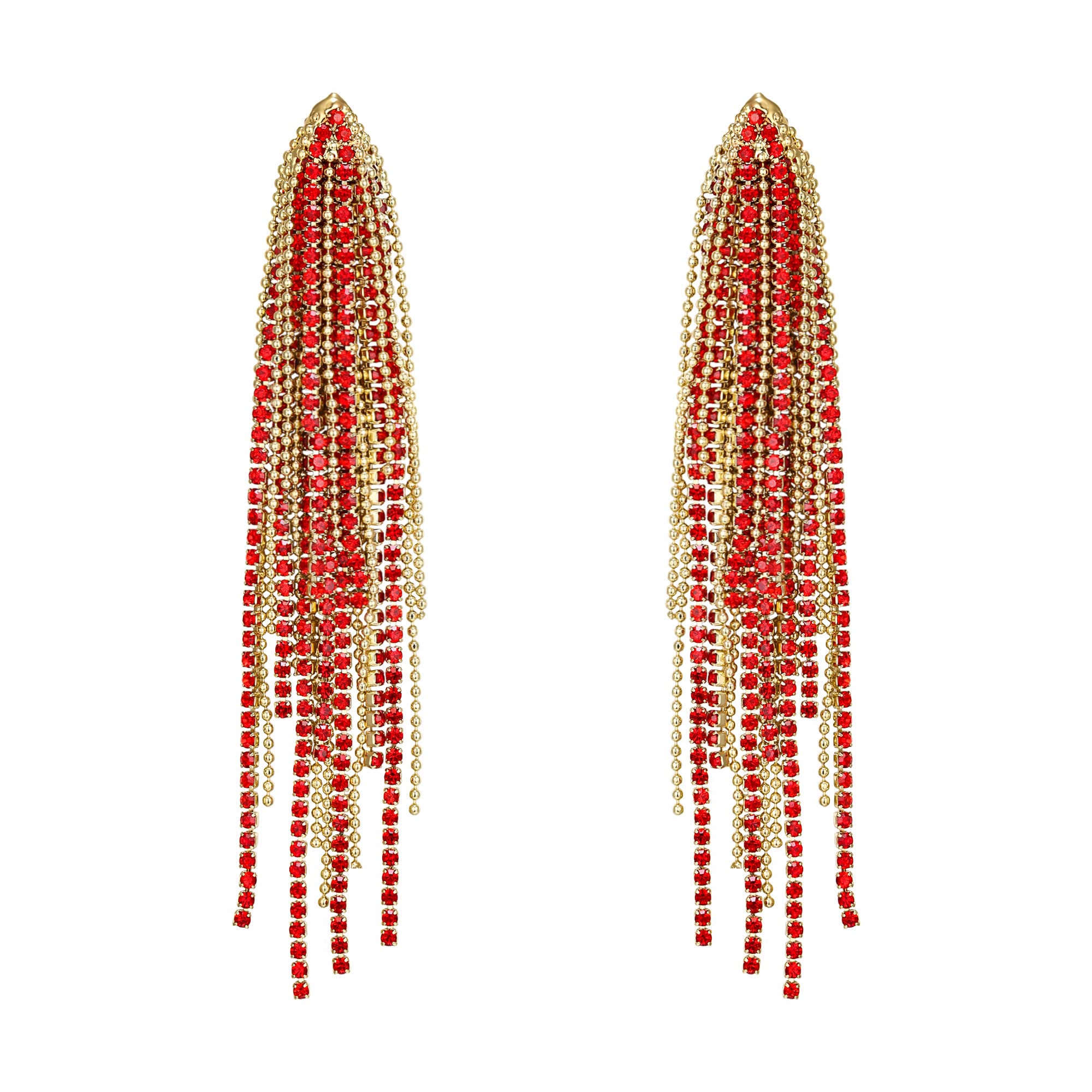 EVER FAITH Pendientes Mujer Rhinestone Cristal Candelabro Aretes Colgantes Largos con Borlas