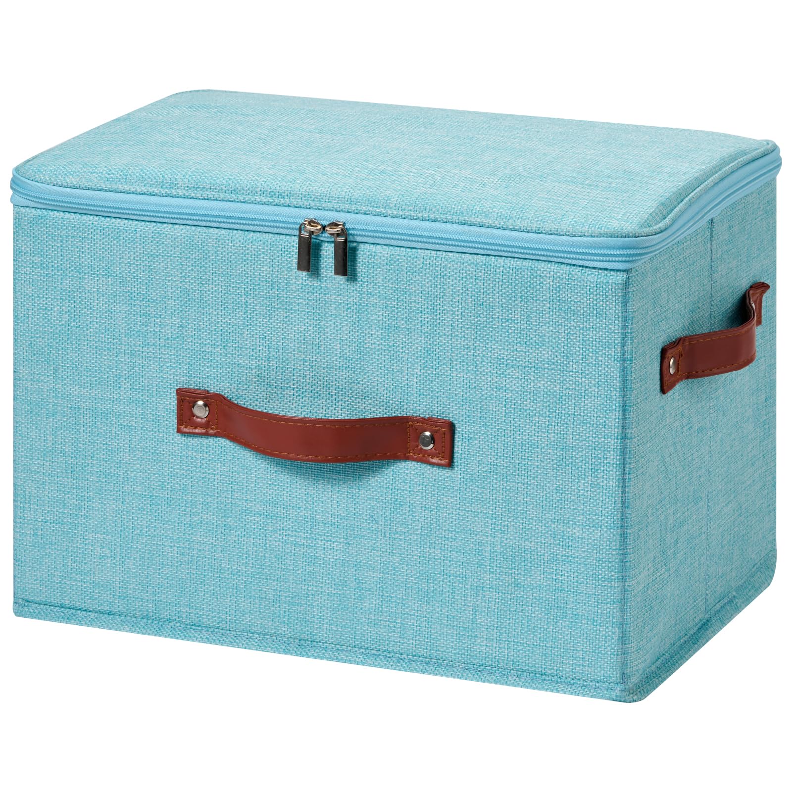 Storage Bin Box with Zippered Lid Decorative Collapsible Basket