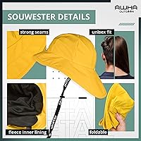 Vista 5 de AWHA Souwester, sombrero de lluvia, gorra impermeable con ala ancha y orejeras