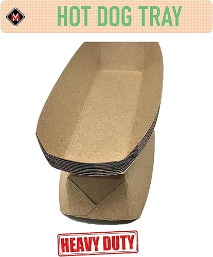 Miniatura 3 de Mr Miracle Bandeja de papel para perros calientes de 7 pulgadas en papel kraft. Paquete de 100. Desechable, reciclable y totalmente biodegradable.