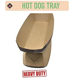 Mr Miracle 7 Inch Paper Hot Dog Tray in Kraft Paper. Pack of 100. Disposable, Recyclable and Fully Biodegradable. Made in USA