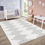 GarveeHome 5x7 Striped Area Rug for Bedroom Machine Washable Modern Line Throw Rug Non-Slip Low Pile Contemporary Floor Carpets No-Shedding Area Rug for Home Office Living Room Blue