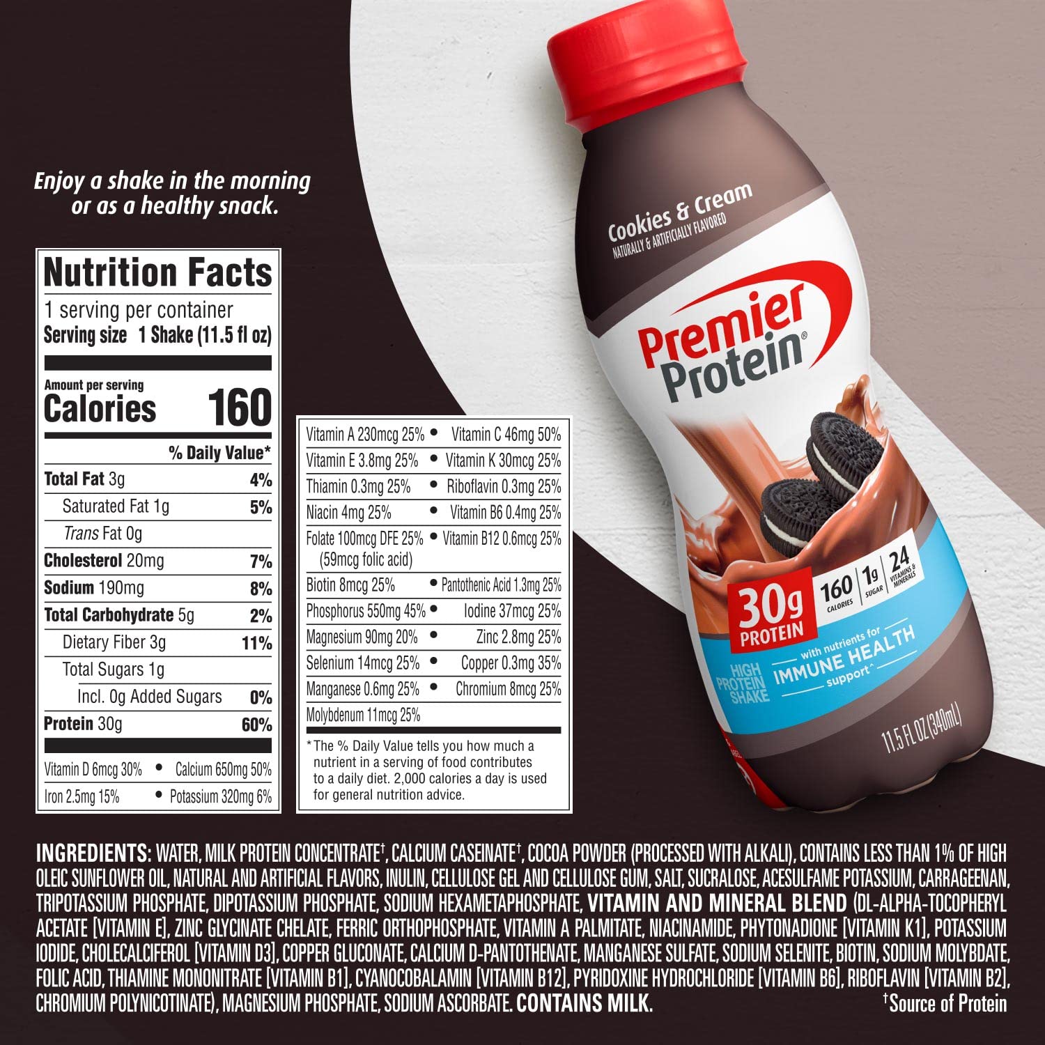 Snapklik.com : Premier Protein Shake, Cookies & Cream, 30g Protein, 1g ...