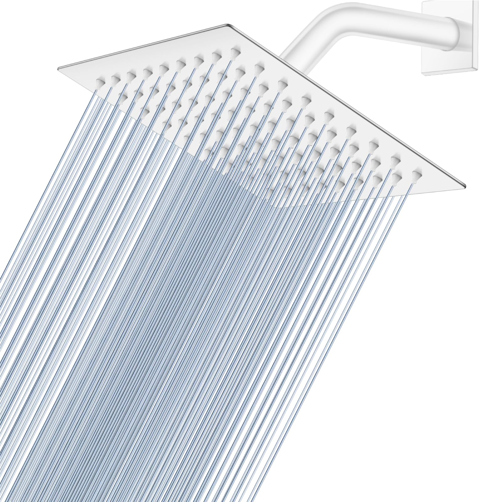 Midanya Rain Shower Head Square Stainless Steel Rain Shower Head High Pressure Waterfall Crack Resistant Cover with Silicone Nozzle 1/16 Inch Ultra Thin Design Swivel Connector Polished Chrome 6 Inch