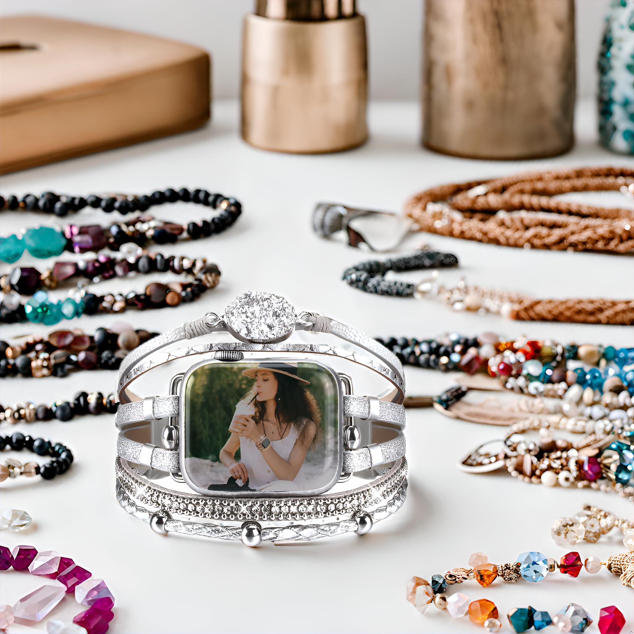 CHARMINGO Boho Beaded Bracelet Compatible with Apple Watch Band Women 38mm 40mm 41mm Series 10 9 8 7 6 SE Ultra 2 - Image 3