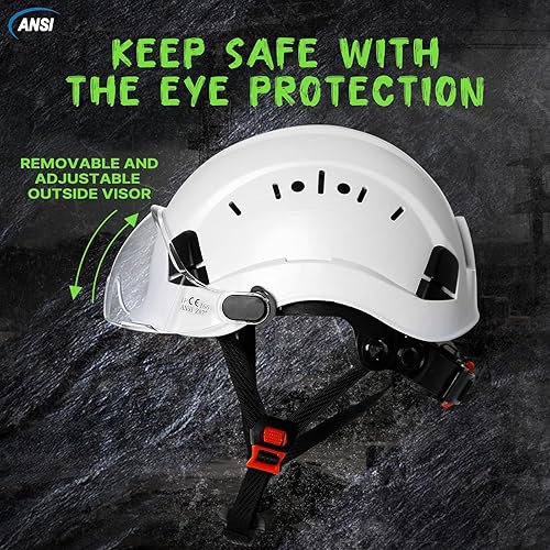 Miniatura 3 de AOLAMEGS Casco de seguridad para la construcción con visera ANSI Z89.1, aprobado por la OSHA, casco de seguridad de construcción, cascos blancos