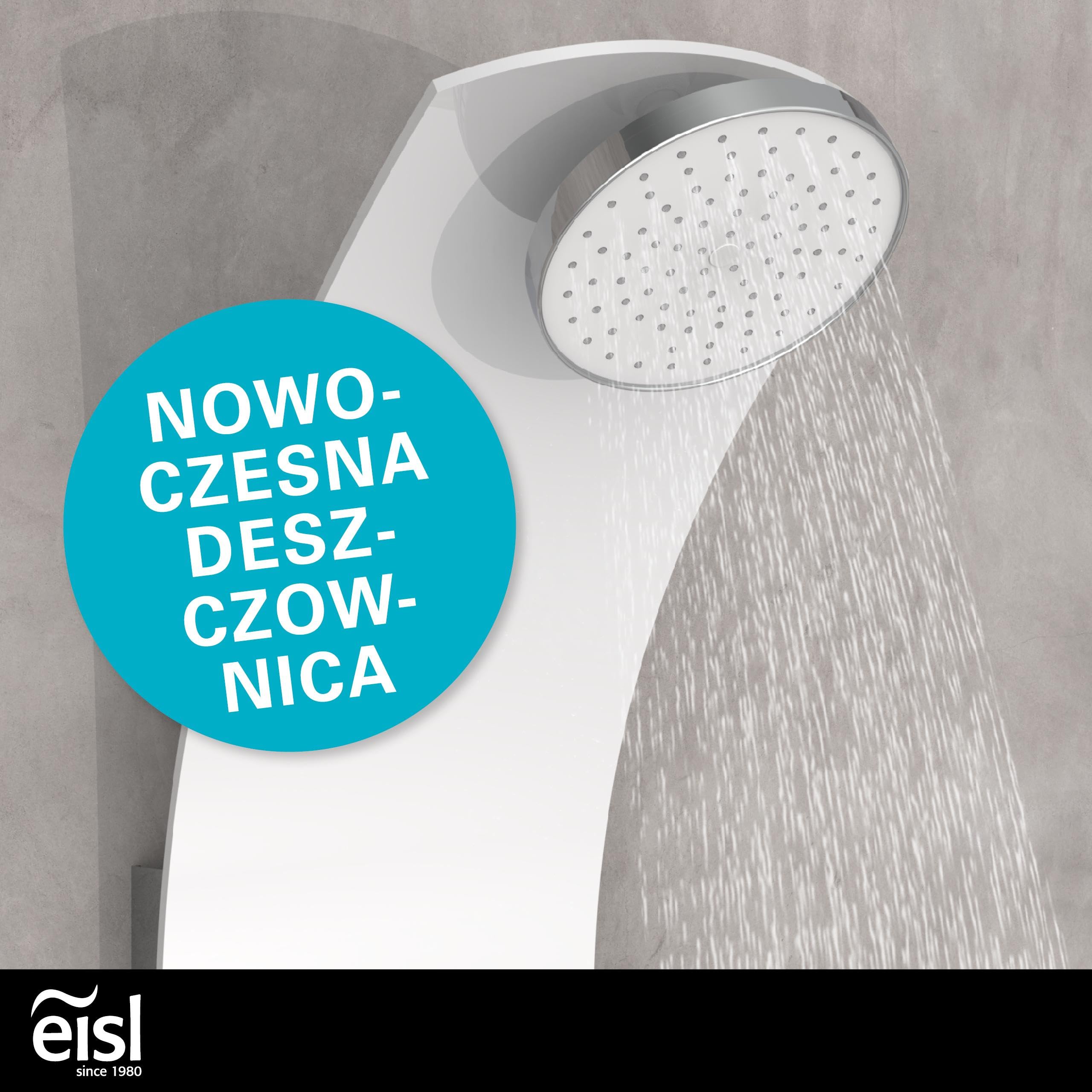 Caribbean Eisl panel prysznicowy wellness z 6 dyszami do masażu, kolorowe szkło bezpieczne, białe, ORSP-YMSBW