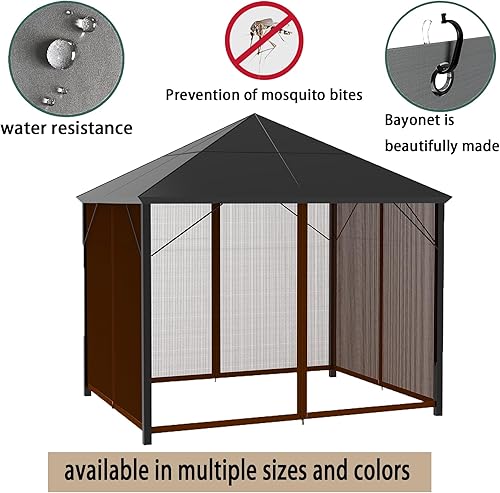 Miniatura 3 de Garden lucky Malla de repuesto para kiosco al aire libre, 4 paneles para patio, jardín, patio trasero (10 x 10 pies, marrón, solo red)